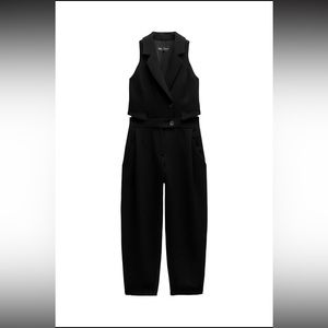 New Zara Pleated Vest Pants Jumpsuit Sold Out Small Black